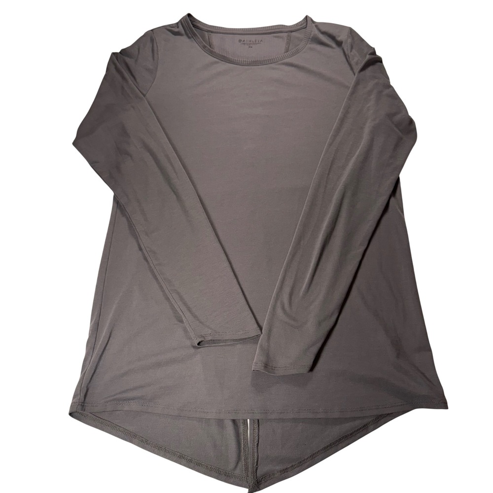 Athleta Gray‎ Long Sleeve Athletic Top High Low Hem Split Back Women's XS